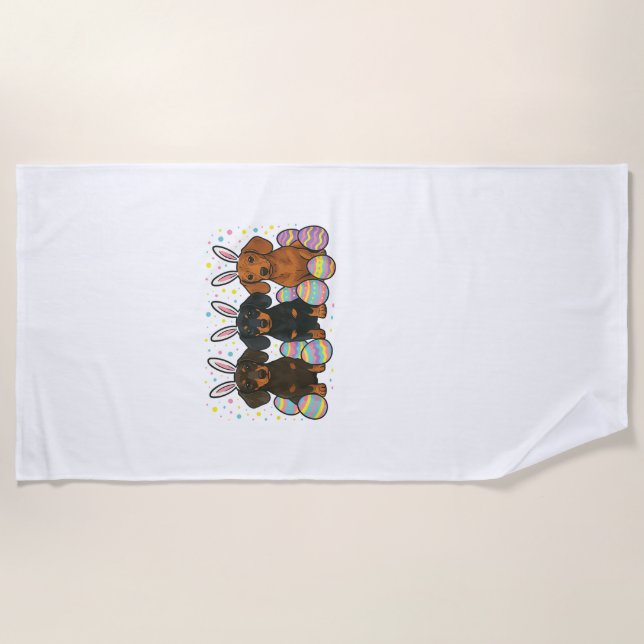 Dachshund Easter T-Shirt Beach Towel (Front)