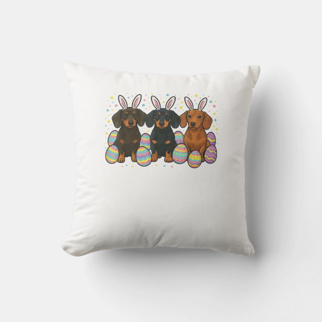 Dachshund Easter T-Shirt Cushion (Front)