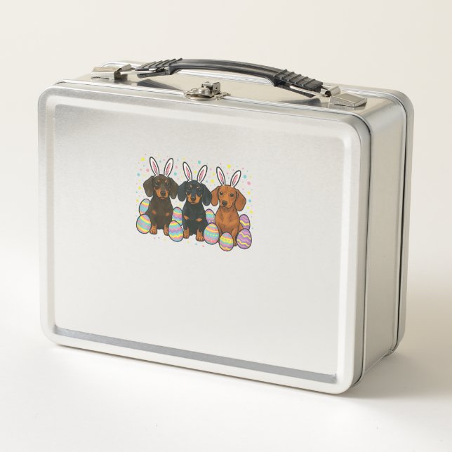 Dachshund Easter T-Shirt Metal Lunch Box (Front)