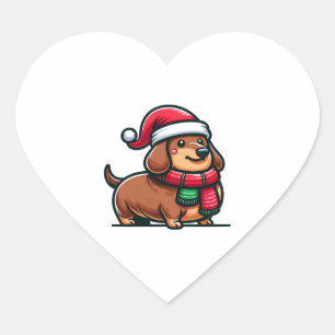 Dachshund Elegance Christmas Anticipation Classic  Heart Sticker