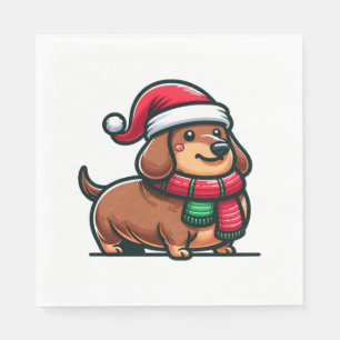 Dachshund Elegance Christmas Anticipation Classic  Napkin