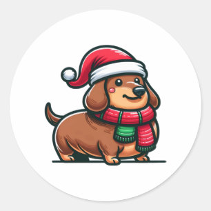 Dachshund Elegance Christmas Anticipation Classic Round Sticker
