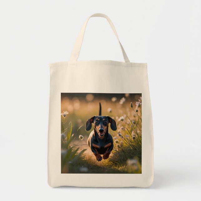Dachshund Elegant Grocery Tote Bag (Front)