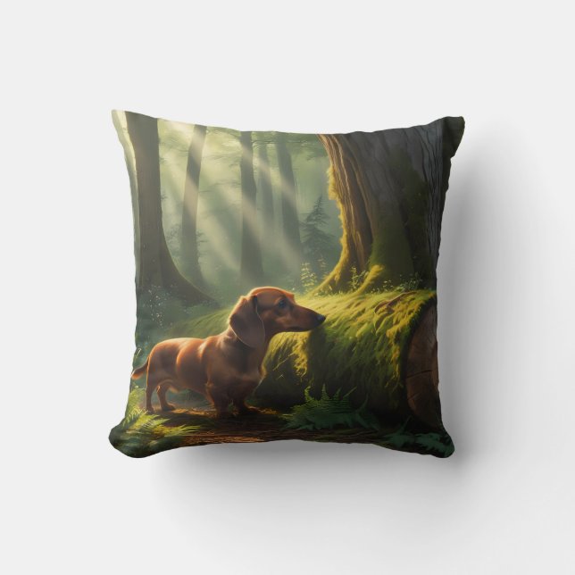 Dachshund Elegant Throw Pillow (Front)