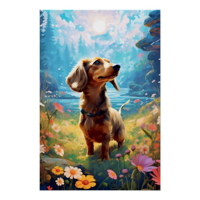 Dachshund Exploring A Meadow Poster (Front)