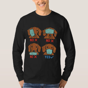 Dachshund Face Mask Funny Weiner Dog Social Distan T-Shirt