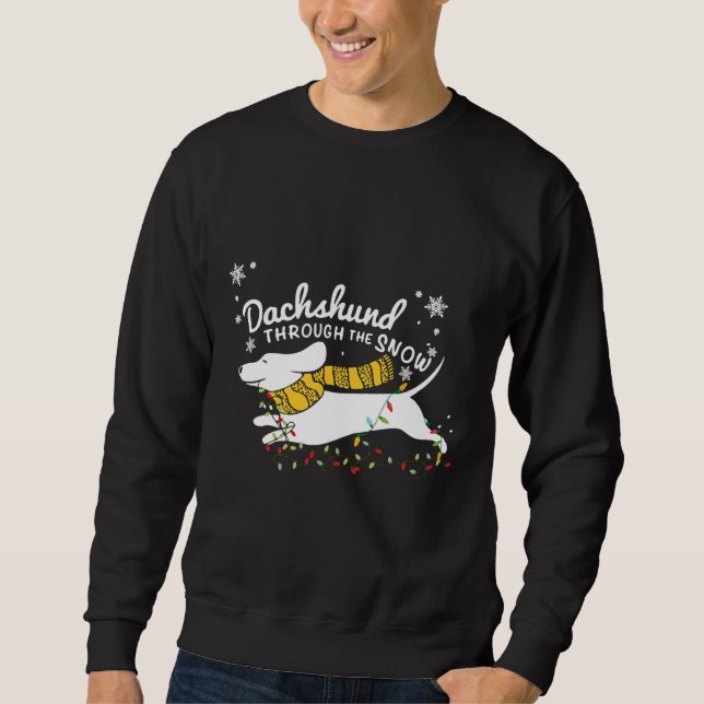 Dachshund Fairy Lights Through The Snow Sweatshirt (Front)