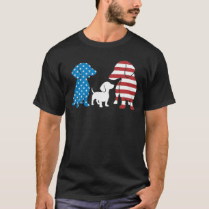 Dachshund Family Patriotic USA Flag 4th Of July T-Shirt