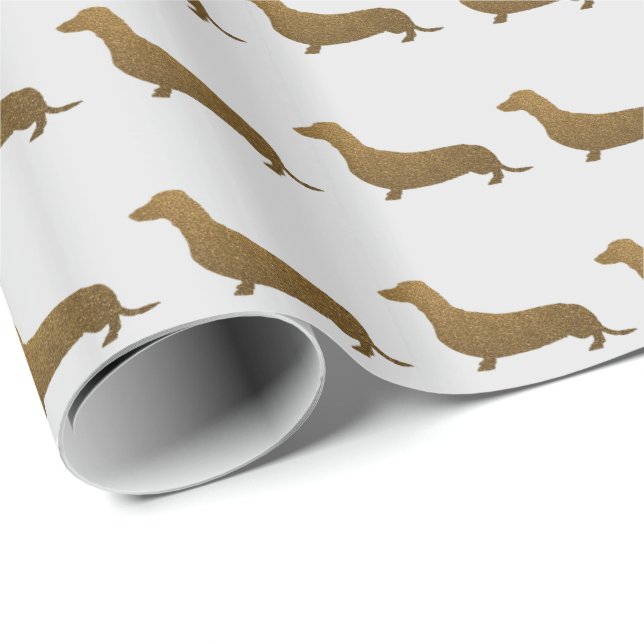 Dachshund Faux Glitter | Dog Icon Wrapping Paper (Roll Corner)