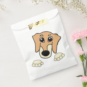 dachshund fawn and cream peeking cartoon favour bag