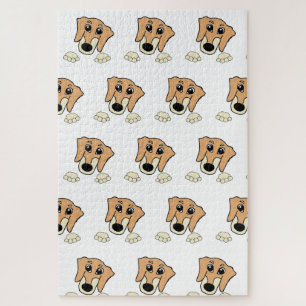 dachshund fawn and cream peeking cartoon jigsaw puzzle