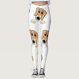 dachshund fawn and cream peeking cartoon leggings