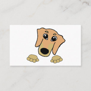 dachshund fawn and tan peeking cartoon business card