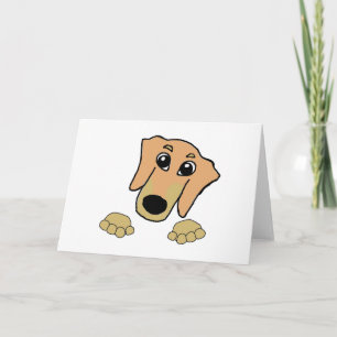 dachshund fawn and tan peeking cartoon card
