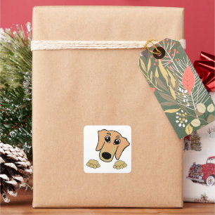 dachshund fawn and tan peeking cartoon square sticker