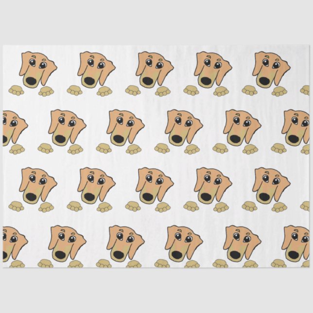 dachshund fawn and tan peeking cartoon tissue paper (Front)