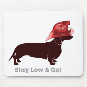 Dachshund Firefighter "Stay Low" Mouse Pad