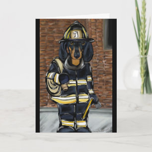 Dachshund Fireman Card
