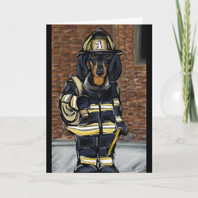 Dachshund Fireman Card (Front)