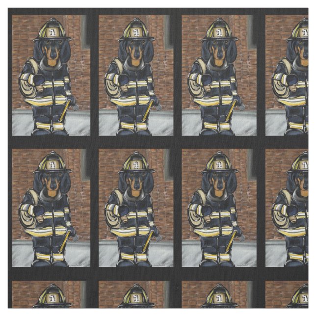DACHSHUND FIREMAN FABRIC (Swatch)