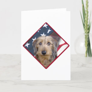 Dachshund Flag 2 Holiday Card