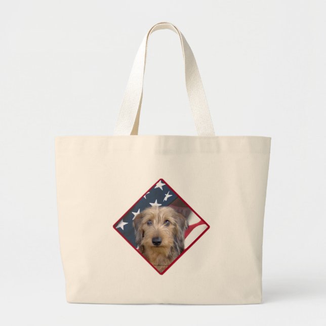 Dachshund Flag 2 Large Tote Bag (Front)