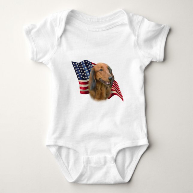 Dachshund Flag Baby Bodysuit (Front)