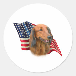 Dachshund Flag Classic Round Sticker
