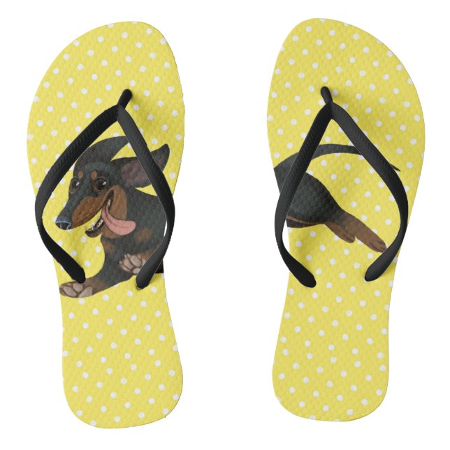 Dachshund Flip Flops Wiener Dog Shoes (Footbed)