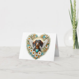 DACHSHUND FLORAL CUSTOMIZED SYMPATHY HEART CARD