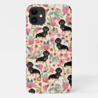 Dachshund Florals dog black and tan