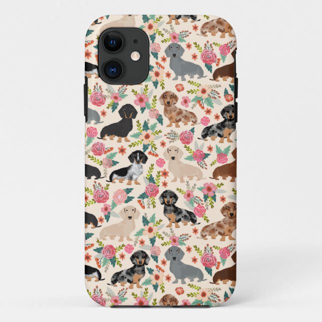 Dachshund florals pattern dog Case-Mate iPhone case (Back)