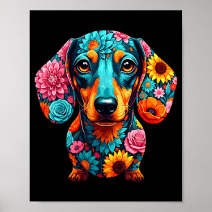 Dachshund Flower Funny Dog Poster