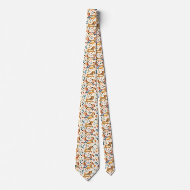 Dachshund Flowers Tie (Front)
