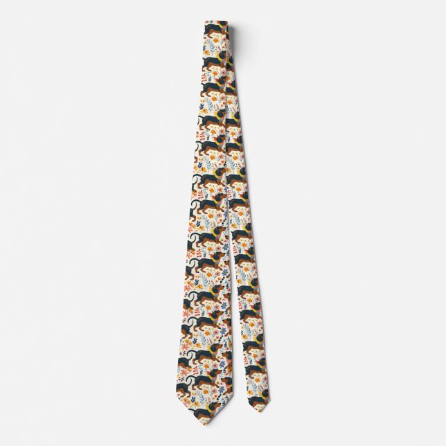 Dachshund Flowers Tie (Front)