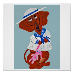  Dachshund Folded Greeting Card Poster