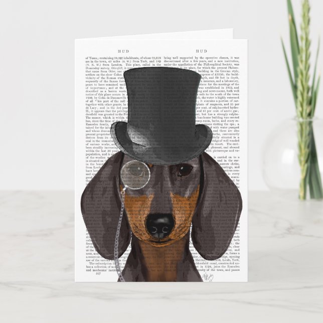 Dachshund, Formal Hound and Hat Card (Front)