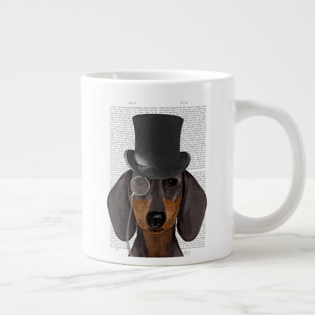 Dachshund, Formal Hound and Hat Large Coffee Mug (Right)