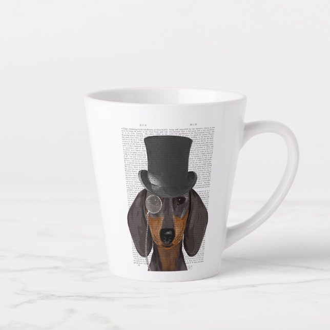 Dachshund, Formal Hound and Hat Latte Mug (Right)