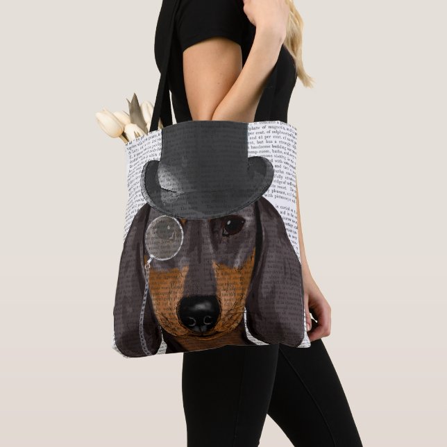 Dachshund, Formal Hound and Hat Tote Bag (Close Up)