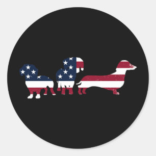 Dachshund Fourth 4th Of July Patriotic Wiener Dogs Classic Round Sticker