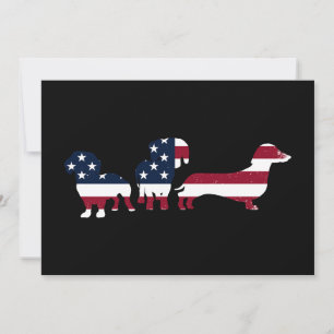 Dachshund Fourth 4th Of July Patriotic Wiener Dogs Invitation
