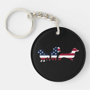 Dachshund Fourth 4th Of July Patriotic Wiener Dogs Key Ring