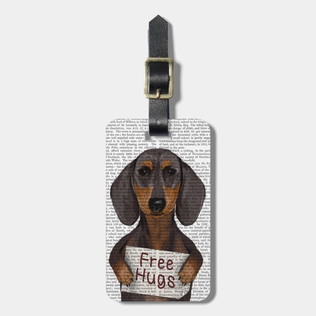 Dachshund Free Hugs Luggage Tag (Front Vertical)