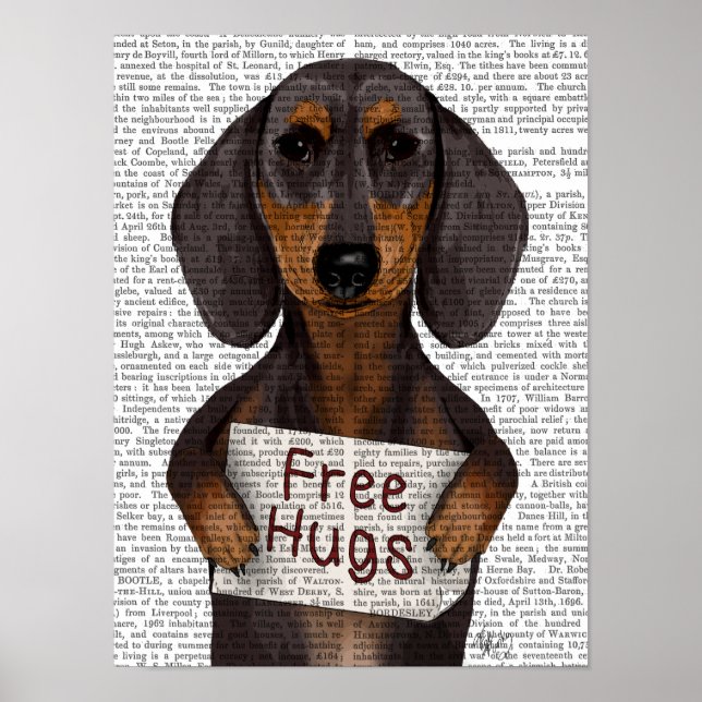 Dachshund Free Hugs Poster (Front)