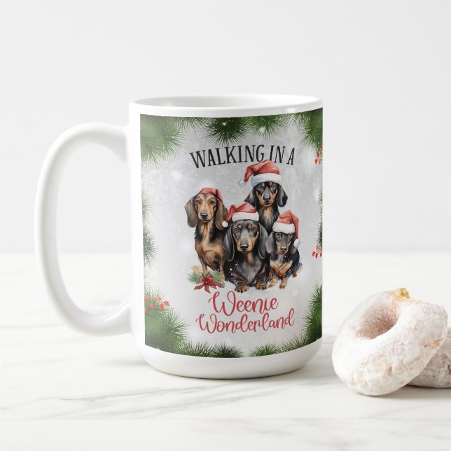 Dachshund Funny Christmas Dog Coffee Mug (With Donut)