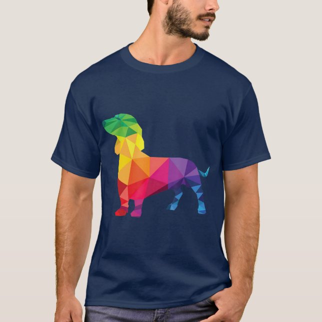 Dachshund Gay Pride LGB Rainbow Flag Gifts Dog T-Shirt (Front)