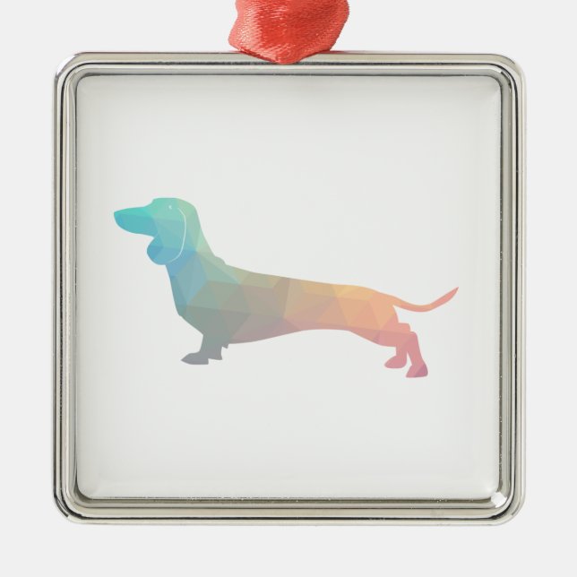Dachshund Geometric Pattern Silhouette Metal Tree Decoration (Front)