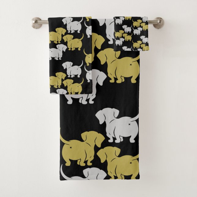 Dachshund German Dog Gifts Bath Towel Set (Insitu)