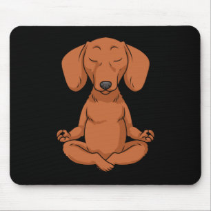 Dachshund Gift Women Weiner Dog Yoga Meditatin Mouse Pad